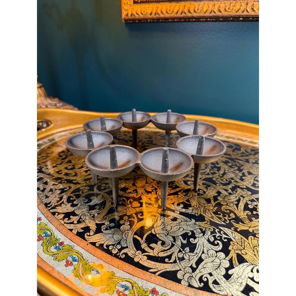 Dansk Designs Denmark Cast‎ Iron Candle Ring by Jens Quistgaard, 8-Light Holder